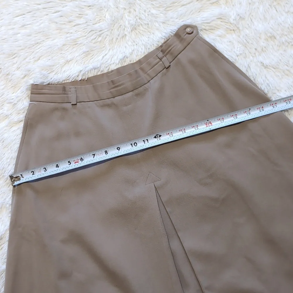 90s Vintage Ralph Lauren 100% Wool Inverted Pleat Pocket Midi Skirt - Picture 9 of 10